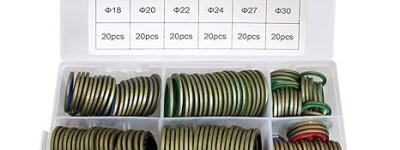 KOOTANS 240pcs 12 Sizes NBR Metal Bonded Sealing Washer Assort Kit Hydralic Oil Resist Rubber Oil Pipe Seal Gasket Metric NBR Metal Combination O-Ring Assortment Kit